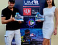 The motosurf team for Germany: Sebastian Lux and Jennifer Beckmann compete at the World Games in China.