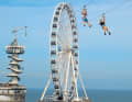 The range of activities on De Pier pier also includes thrill-seeking options, such as bungee jumping from the tower in the background or the 350 metre long zipline