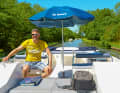 Sunbathing area: The many bridges are too low to set up the large convertible top of our Horizon during the day. An umbrella is more flexible