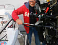 Step 4: Cable routing - The steering cable must be inserted before the engine is fitted