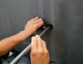 Mark and drill the centreline. It is important that the inserted tube, which represents the centreline, runs at right angles through the mirror