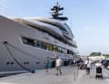 The 95 metre long "Whisper" attracts attention on the promenade.