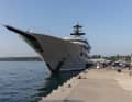 Magic Johnson and his charter yacht "Whisper" docked in the harbour of Rovinj in Croatia in June.