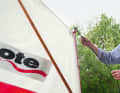 We brace the mast to the sides with 3 mm lines. This gives us more stability and our mast remains centred in the boat