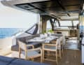 Who likes to eat inside when it's more fun outside? Doors open and windows up, the cockpit and saloon merge into one unit