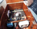 The self-built battery box sits in the centre of the boat. It serves as the driver's seat