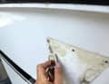 Sealing compounds, which can be found under almost all add-on parts, must be meticulously removed. A putty knife and glass scraper are suitable for this purpose. Caution: do not damage the gelcoat