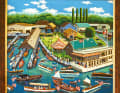 Die Folk-Art-Künstlerin Edith Lunt Small verewigte die Antique Boat Show von 1986. Viele der dargestellten Boote werden auch die Besucher von heute wiedererkennen
