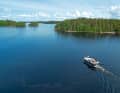 Surrounded by nature: south of the city of Savonlinna, our charter yacht stops for a passage between two of the almost 14,000 islands in Saimaa