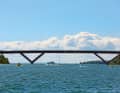 Unter der erst 2014 eröffneten Motalabron führt das Fahrwasser des Göta-Kanals aus dem Hafen von Motala hinaus auf den Vättern