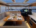 The wrap-around windows in the deckhouse are designed to create a Scandinavian living ambience