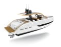 Invictus TT420:  Den 440 PS starken Volvo-Penta- Diesel mit Z-Antrieb, das Cockpit, klappbare „Balkone“ und  die Kabine unter Deck gibt es im Doppelpack. Hardtop, Steuerkonsole, absenkbare Badeplattform, Tendergarage, Pantry, Dinette und ein Duschbad sind Singles. Art des Hauses und immer dabei: das dynamische, von Christian Grande gezeichnete Design