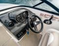 The helm station has a tidy appearance so that the skipper can easily see and reach the instruments and switches.