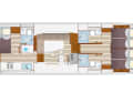 The "Pénichete Neo" has three cabins and numerous amenities such as air conditioning and double helm stations