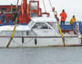 Sinking and salvage of the "Musta Kissa" off the Oste estuary.