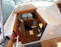 Typical salon entrance with sliding hatch and staircase