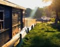 Morning atmosphere in the beer garden of "Kuddels lustiger Stube" in Dolgenbrodt