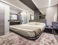 The owner sleeps in a suite amidships.