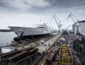 Spectators and shipyard employees gathered in Galati for the launch