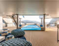 It holds ten cubic metres of water. The jet ski is stored on the bathing platform.