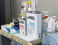 The epoxy resin from West System in practical pump containers