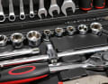 The ratchet set is chrome-plated and complete. Only a small ratchet would be desirable