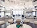 The chandelier above the dining table was supplied by Lasvit, headquartered in the Czech Republic