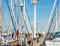Front light of the leading light line for approaching the marina