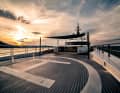 Open use: the orphaned helideck can be converted into a dance floor complete with DJ booth. A bimini protects the seating area and whirlpool from the elements
