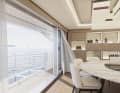 Folding balcony extends dining area to the outside