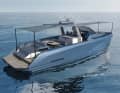 A retractable bimini provides shade.