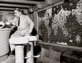 The famous bar was of course decorated with a world map and the bar stools were covered with the skin of whale penises