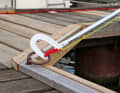 It is best to hook into a ring when it is lying or standing over an edge. It is difficult to hook into a horizontal ring from above