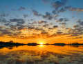 Sunset over the Heiligenhafen inland lake