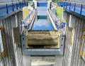 View of the headwater with gate from inside the hoist. The trough is located in the tailwater.