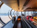 Control centre: From the bridge on the main deck, the captain operates components, some of which are 25 years old. The illuminated throttles control two Deutz engines and a General Electric turbine in the centre