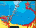 Navico: Bins, piers and the coast are easy to recognise, but not overdrawn. You have to look closely for small obstacles or vehicles. Sea marks are displayed via the radar echoes