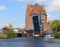 The bascule bridge in Demmin is one of three bridges whose opening times must be observed when travelling on the Peene.