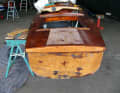 After the floorboard had been reinforced and the outboard motor mirror removed...
