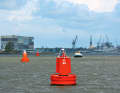 Fairway buoys on the IJ in the centre of Amsterdam