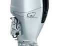 The V8 engine in the colour aquamarine silver