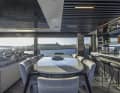 From the large dining area, head straight to the bar.