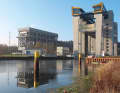 The old and the new Niederfinow boat lift (from left)