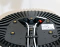 Raymarine: Separate cables for data and power. Integrated labyrinth strain relief (left) or simple feed-through (right)