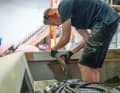 Remaining parts of the panelling are sawn out using a multi-function tool