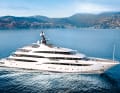 Six decks from the top light to the keel: the jacuzzi bubbles at the front of the sundeck. An awning protects the owner's terrace one deck below.  Below, the captain keeps watch on the bridge deck
