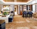 Large saloon on the main deck: Jan Kath from Bochum supplied the silk and nettle carpet. The owner stocked the bar with Irish whiskey