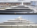 Find the changes: Above, the new, slightly over 100 metre long "Moonrise", below, the eponymous, just under 100 metre Feadship from 2020.