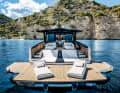 Wallywhy 100: While the stern with its beach club looks open and inviting...