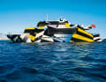 35 metres of pop art: Jeff Koons' concept for the paintwork of the hull and superstructure cites the camouflage method used on naval ships during the world wars. Koons reduced the palette to seven colours.
